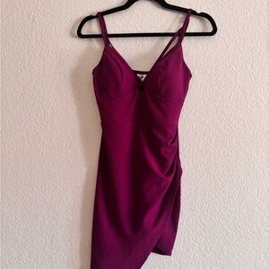 Emerald Sundae Red Ruched Mini Slip Dress